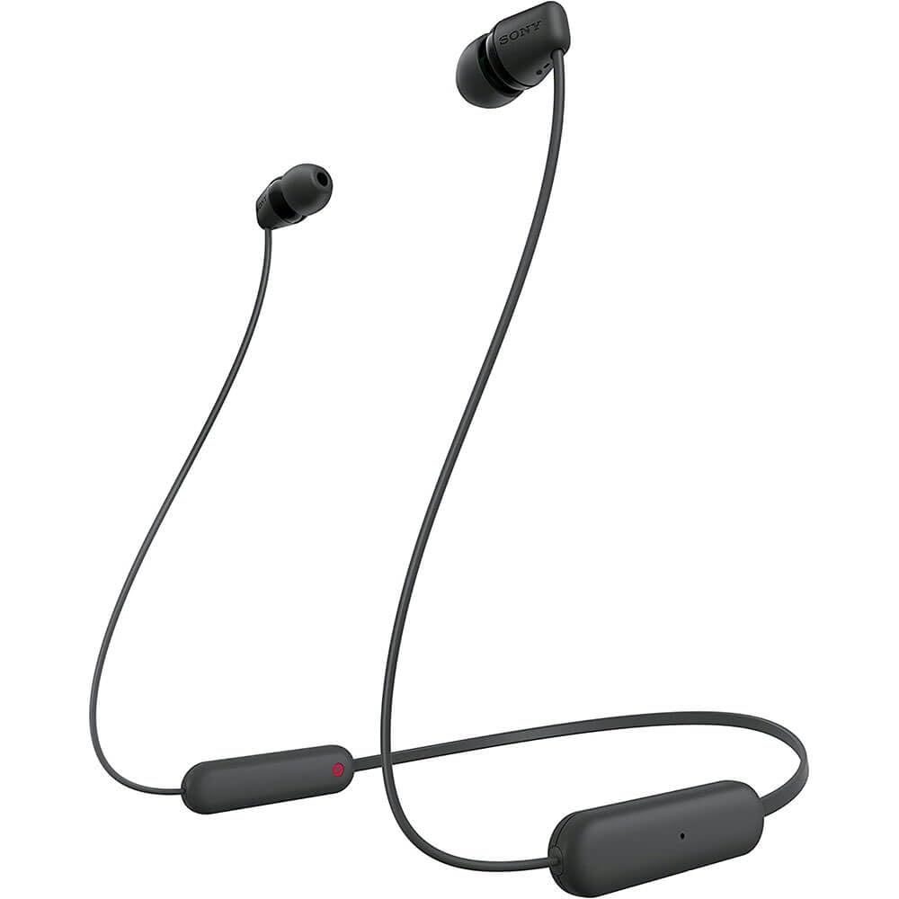 Sony WI-C100 Wireless Headphones with Customizable Equalizer for Deep Bass & 25 Hrs Battery, DSEE-Upscale, Splash Proof, 360RA, Fast Pair, in-Ear Bluetooth Headset with mic for Phone Calls
